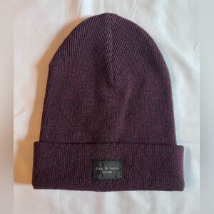 Rag & Bone Men's Dark Purple Knit Beanie
